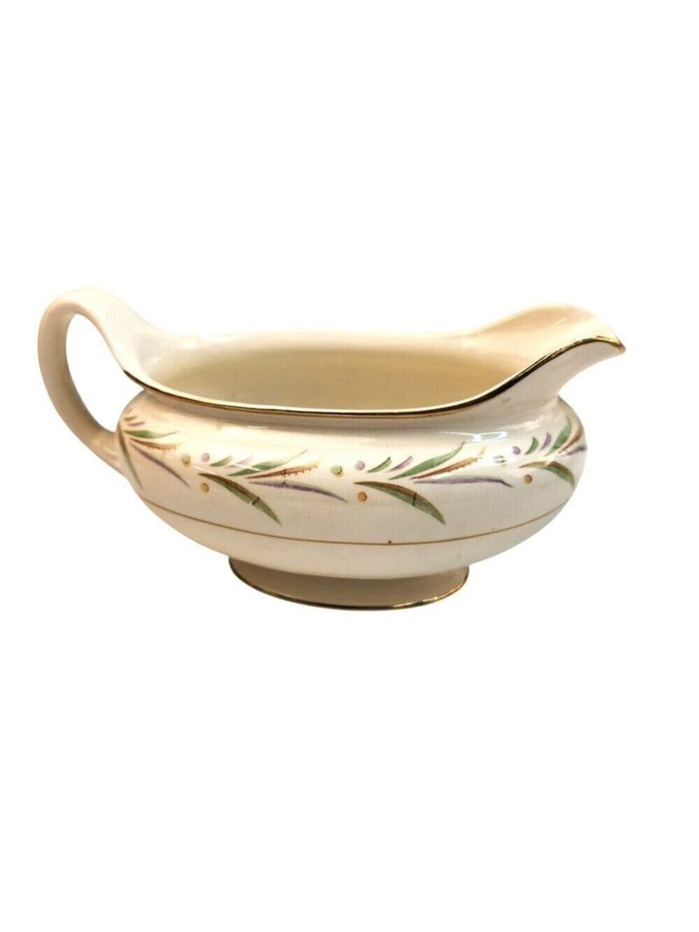 Nautilus Eggshell USA Gravy Boat Pitcher Autumn Floral Design & Gold Trim Vinta